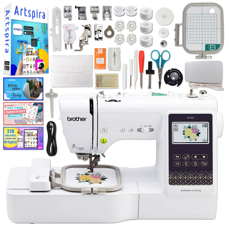 Brother SE700 Embroidery & Sewing Machine w/ 4" x 4" Hoop & 40+ Accessories Brother SE700 Embroidery Machine Brother