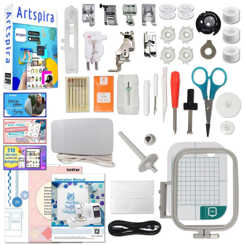 Brother SE700 Embroidery & Sewing Machine w/ 4" x 4" Hoop & 40+ Accessories - Swing Design
