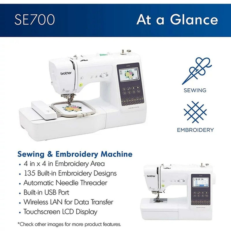 Brother SE700 Combo 2-in-1 Embroidery & Sewing Machine with 80 Embroidery Spools, Artspira Software & Accessories Kit - Swing Design