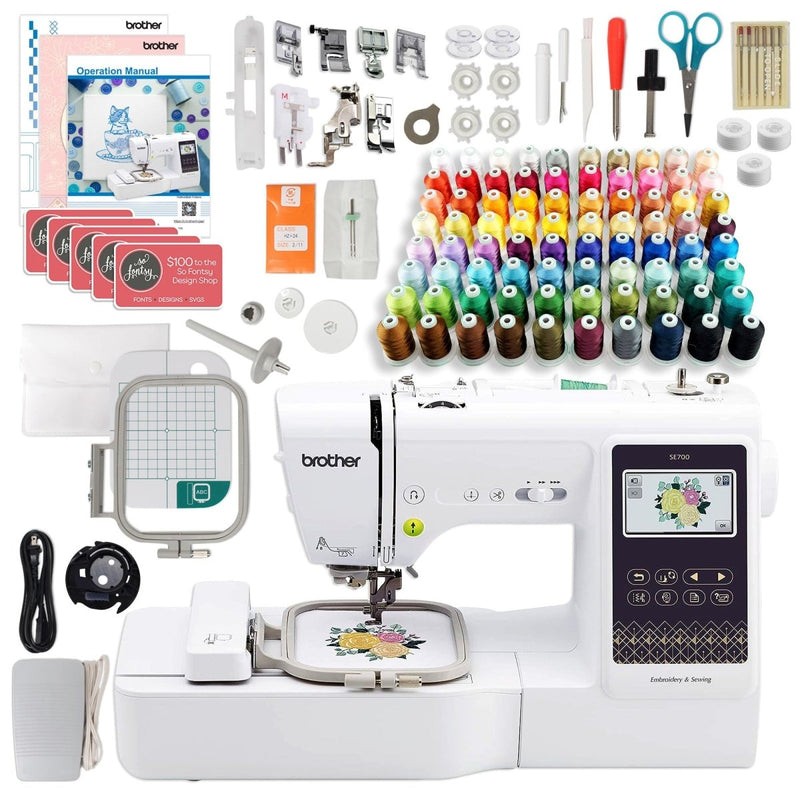 Brother SE700 Embroidery & Sewing Machine w/ 80 Embroidery Spools & Accessories - Swing Design