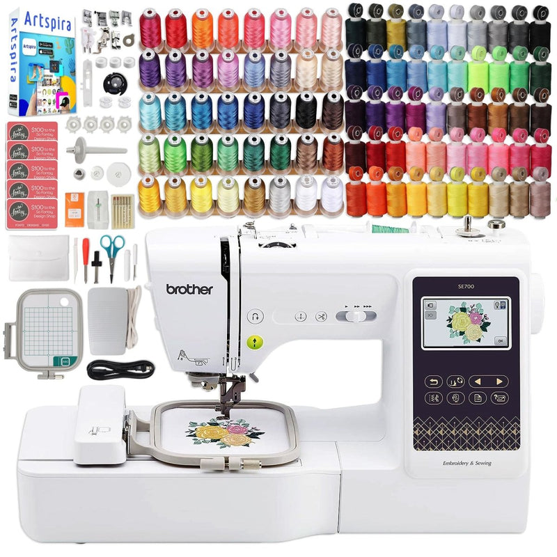 Brother SE700 Embroidery & Sewing Machine with 90 Spools, Artspira Software & Accessories - Swing Design