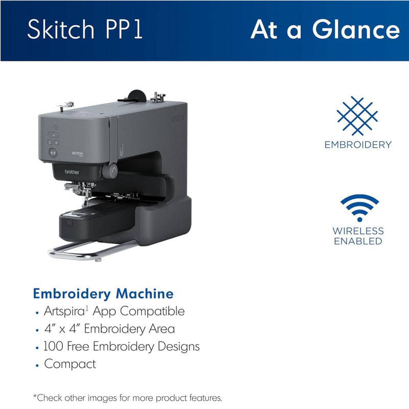 Brother Skitch PP1 4" x 4" Embroidery Machine Bundle with Artspira Studio Brother Sewing Bundle Brother