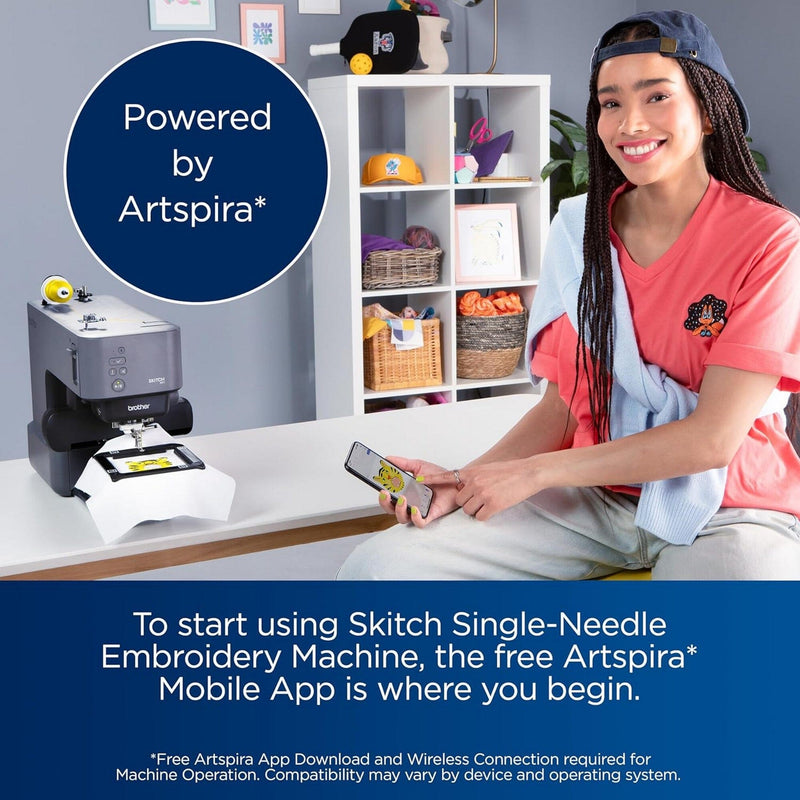 Brother Skitch PP1 4" x 4" Embroidery Machine Bundle with Artspira Studio Brother Sewing Bundle Brother