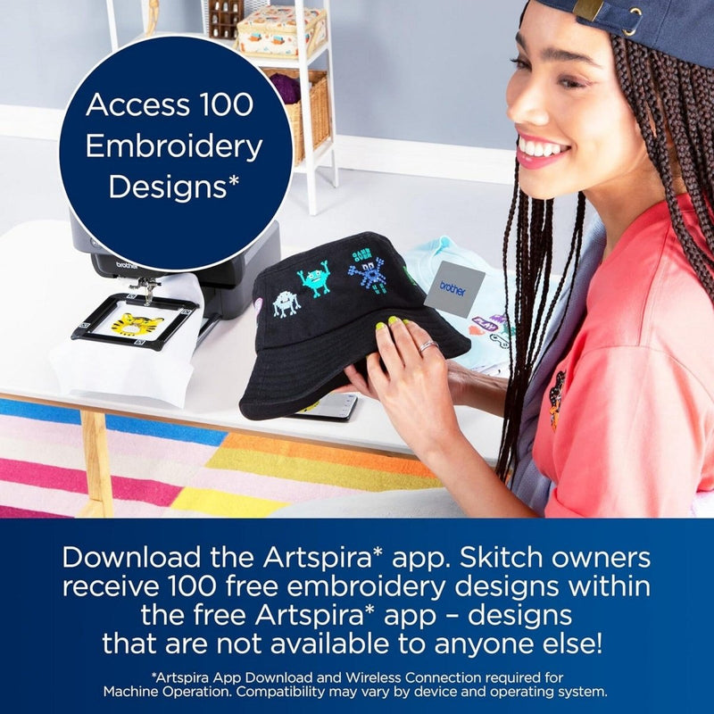Brother Skitch PP1 4" x 4" Embroidery Machine with Artspira Studio - Swing Design