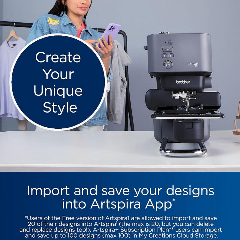 Brother Skitch PP1 4" x 4" Embroidery Machine with Artspira Studio - Swing Design