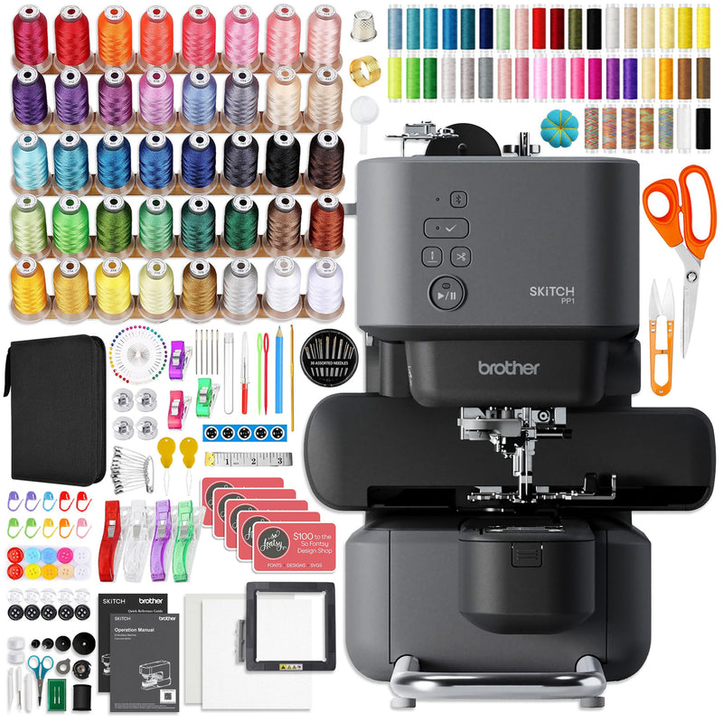 Brother Skitch PP1 4" x 4" Embroidery Machine with 250+ Accessories Brother Sewing Bundle Brother