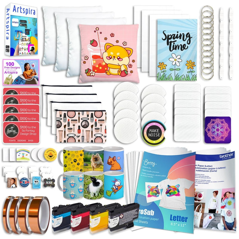 Brother SP-1 Sublimation Printer Bundle with 8-in-1 Heat Press - Swing Design