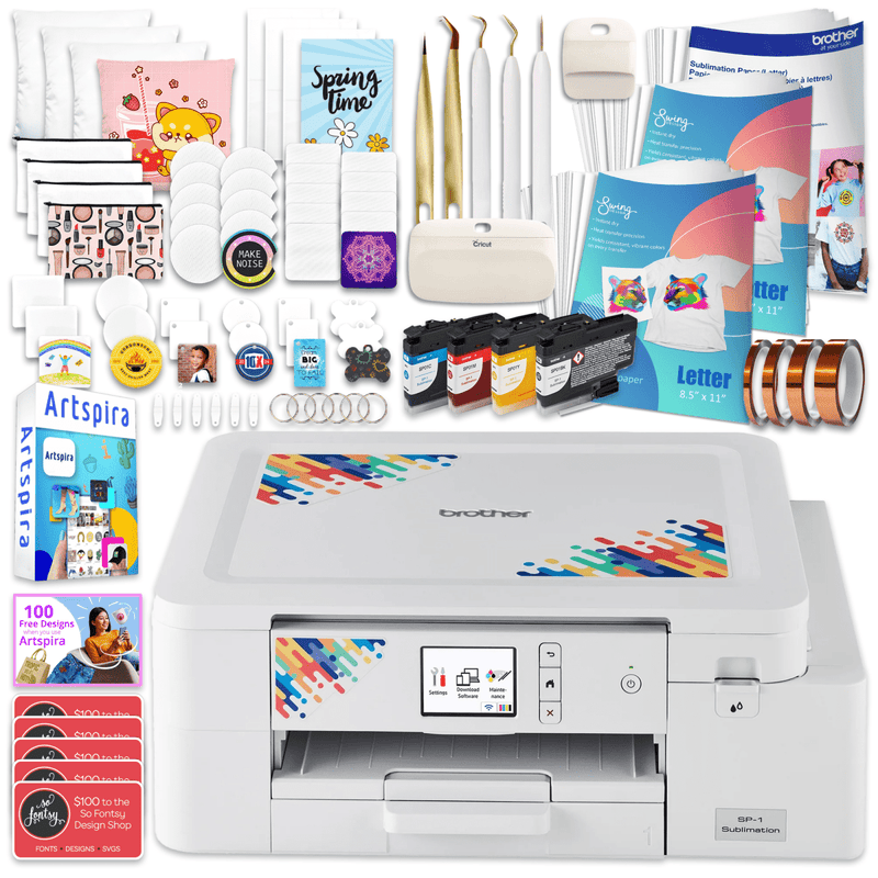 Brother SP-1 Sublimation Printer Deluxe Bundle with 310 Transfer Sheets Swing Design 1