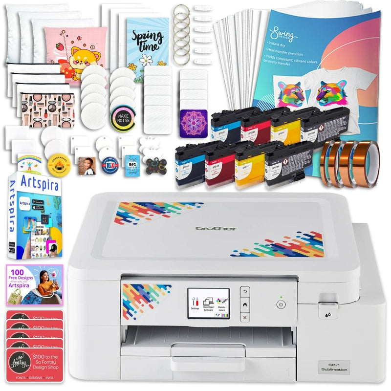 Brother SP-1 Sublimation Printer Starter Bundle with Double Inks - Swing Design1