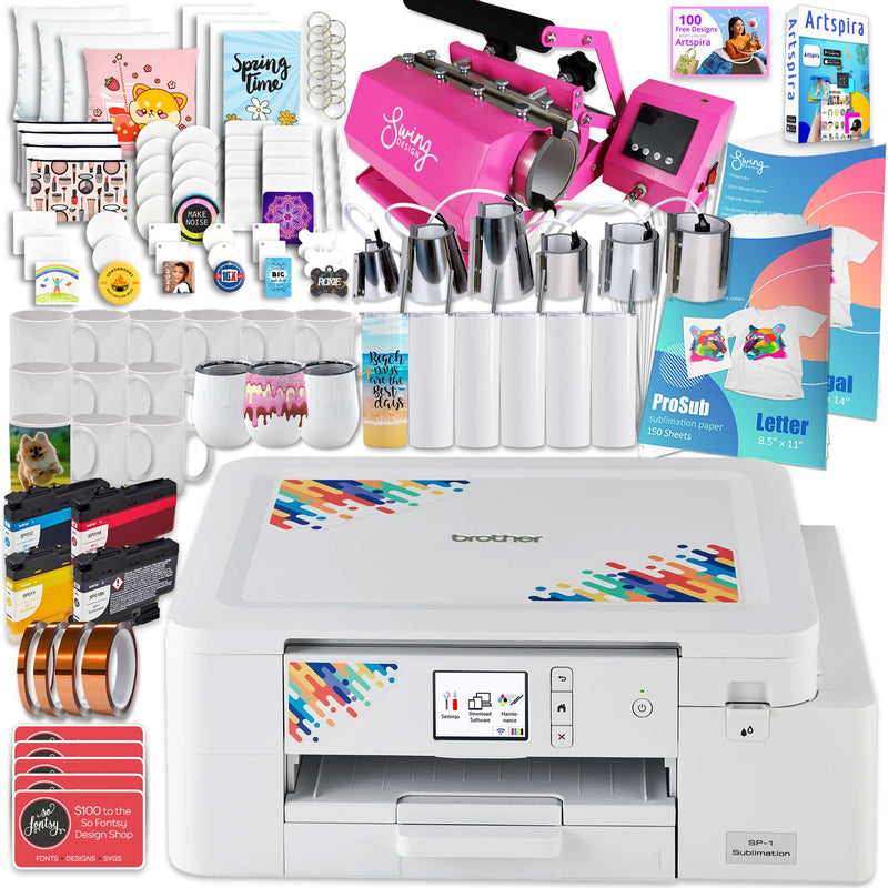 Brother SP-1 Sublimation Printer with 7-in-1 Tumbler Heat Press Bundle Sublimation Bundle Brother