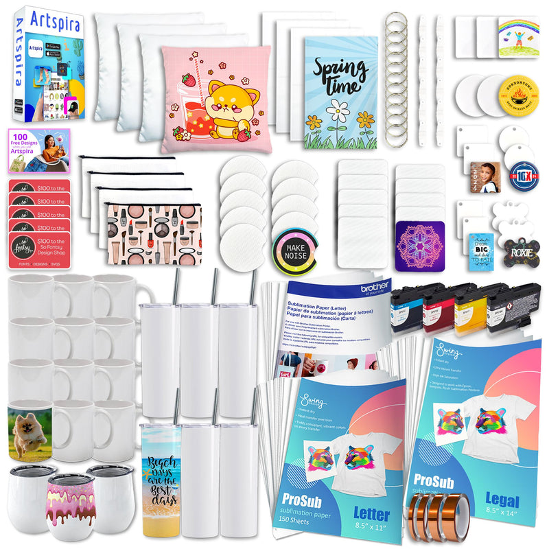 Brother SP-1 Sublimation Printer with 7-in-1 White Tumbler Heat Press Bundle Sublimation Bundle Brother