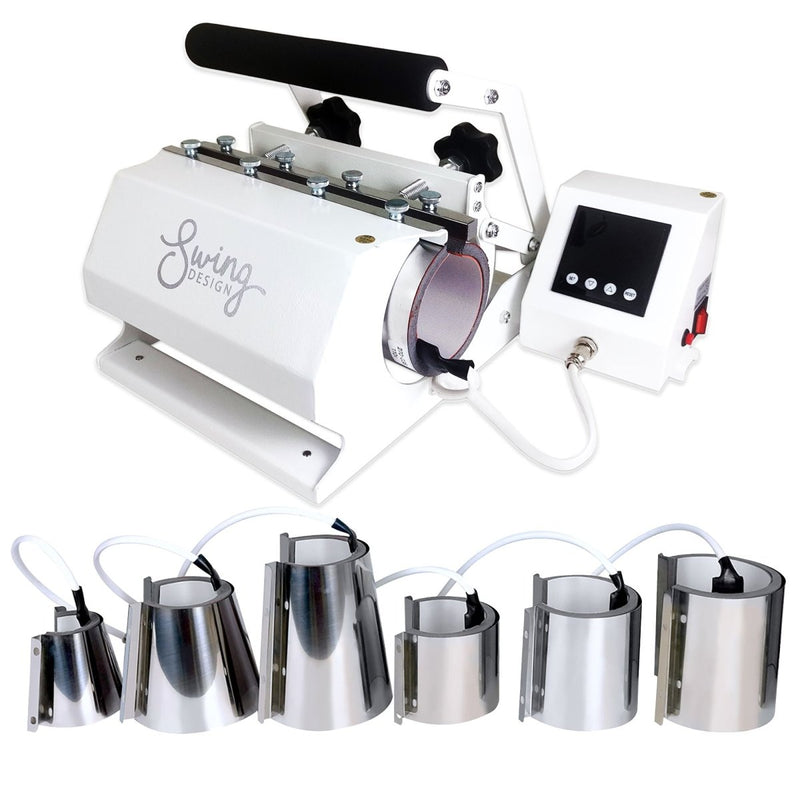 Brother SP-1 Sublimation Printer with 7-in-1 White Tumbler Heat Press Bundle - Swing Design3