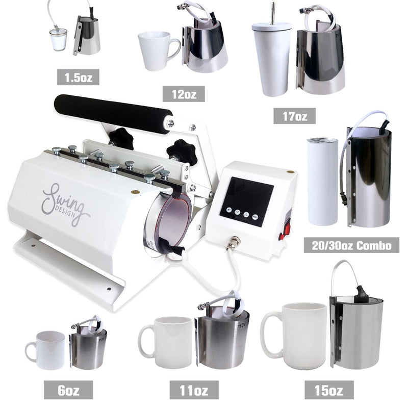 Brother SP-1 Sublimation Printer with 7-in-1 White Tumbler Heat Press Bundle - Swing Design4