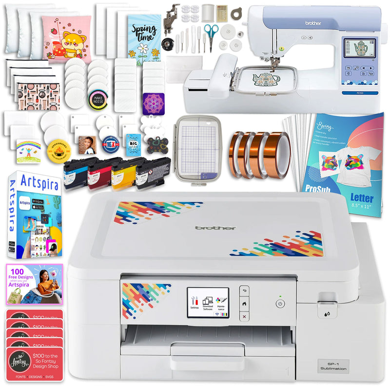 Brother SP-1 Sublimation Printer with PE900 Combo Embroidery Machine Sublimation Bundle Brother