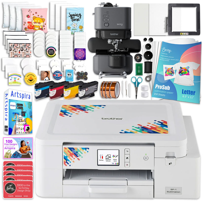 Brother SP-1 Sublimation Printer with Skitch Embroidery Machine Bundle Sublimation Bundle Brother