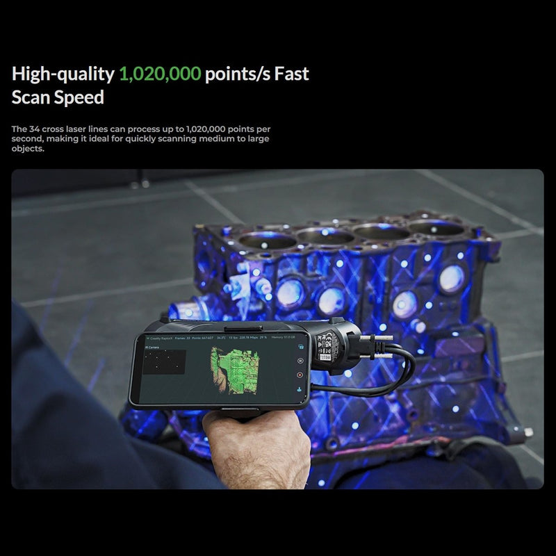 Creality RaptorX Wireless Hybrid Blue Laser & NIR 3D Scanner Swing Design 14
