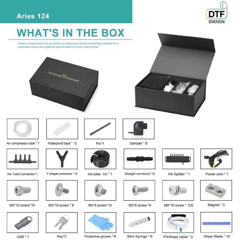 DTF Station Aries 124 UV DTF Printer 24in w/ Inks, Supplies, Compressor & Training Swing Design 4