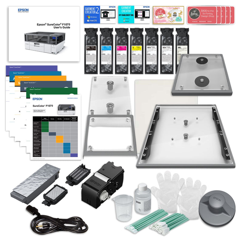 Epson Surecolor F1070 Hybrid DTG & DTF Printer Bundle with Platen Set DTG Bundles Epson