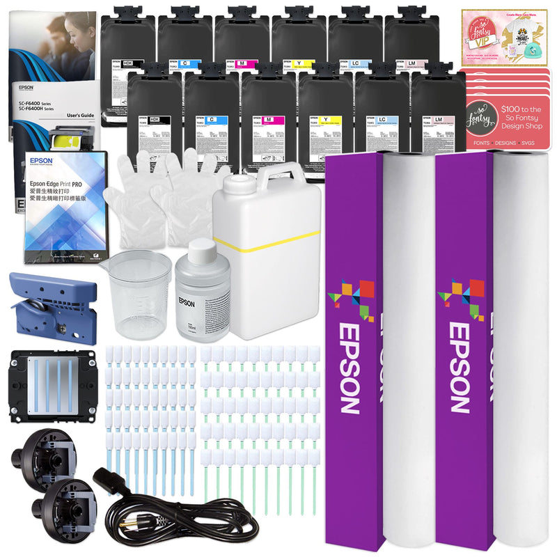 Epson SureColor F6470H Dye Sublimation Printer Smooth Color Ink Set Bundle - 44" Sublimation Bundle Epson