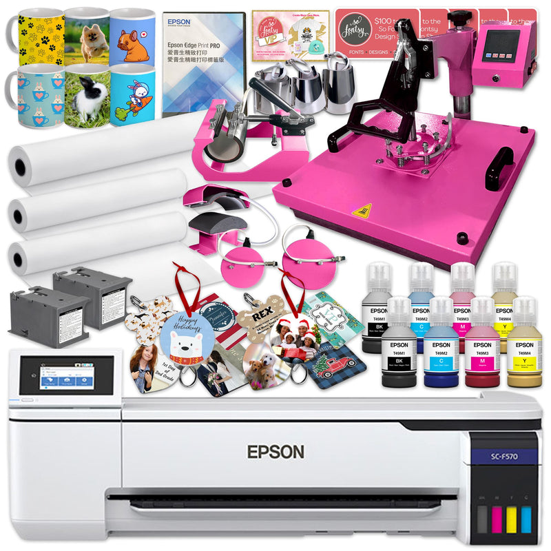 Epson SureColor PRO F570 24" Sublimation Printer w/ 15" x 15" 8-in-1 Heat Press Sublimation Bundle Epson Epson F570 Bundle