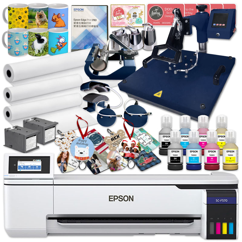 Epson SureColor PRO F570 24" Sublimation Printer w/ 15" x 15" 8-in-1 Heat Press Sublimation Bundle Epson Epson F570 Bundle