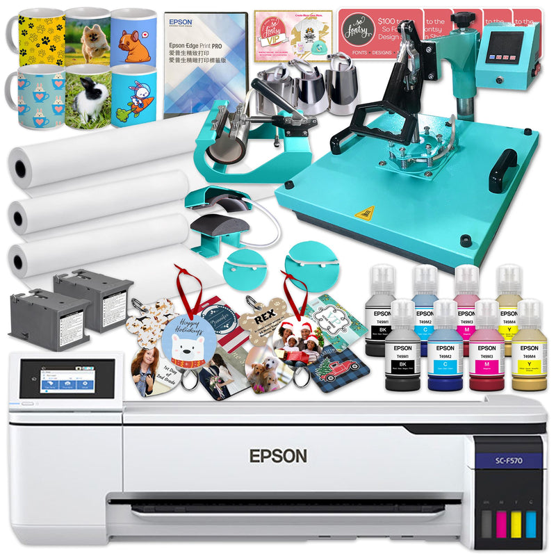 Epson SureColor PRO F570 24" Sublimation Printer w/ 15" x 15" 8-in-1 Heat Press Sublimation Bundle Epson Epson F570 Bundle
