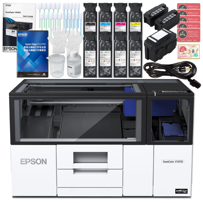 Epson Surecolor V1070 Desktop A4 UV DTF Dual Function Flatbed Printer DTF Bundles Epson
