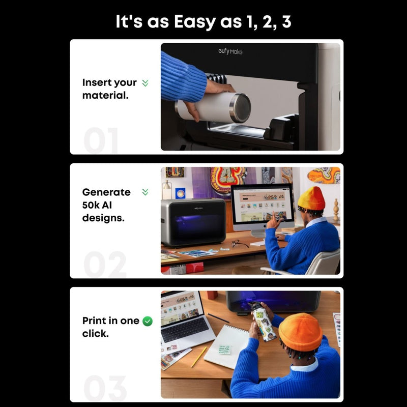 eufyMake E1 UV DTF & Direct To Object Printer with Rotary & Laminator - Swing Design