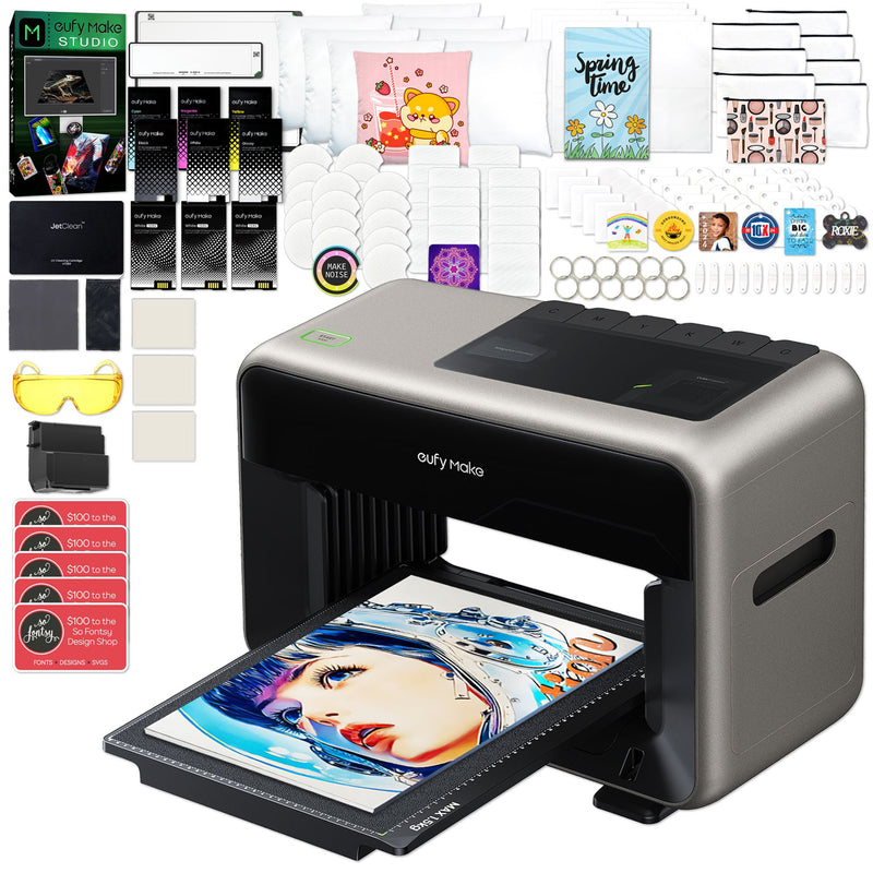 eufyMake E1 UV DTF & DTO Printer with Flexible White Ink Set for Soft Goods DTF Bundles Eufymake