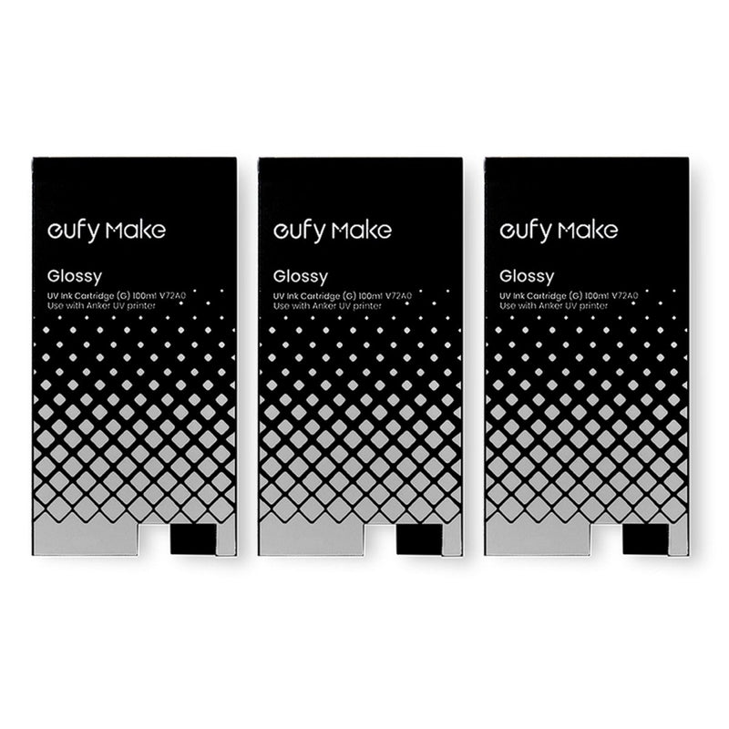 eufyMake E1 UV Replacement Ink Set - 3 White, 3 Gloss & Cleaning Cartridge - Swing Design