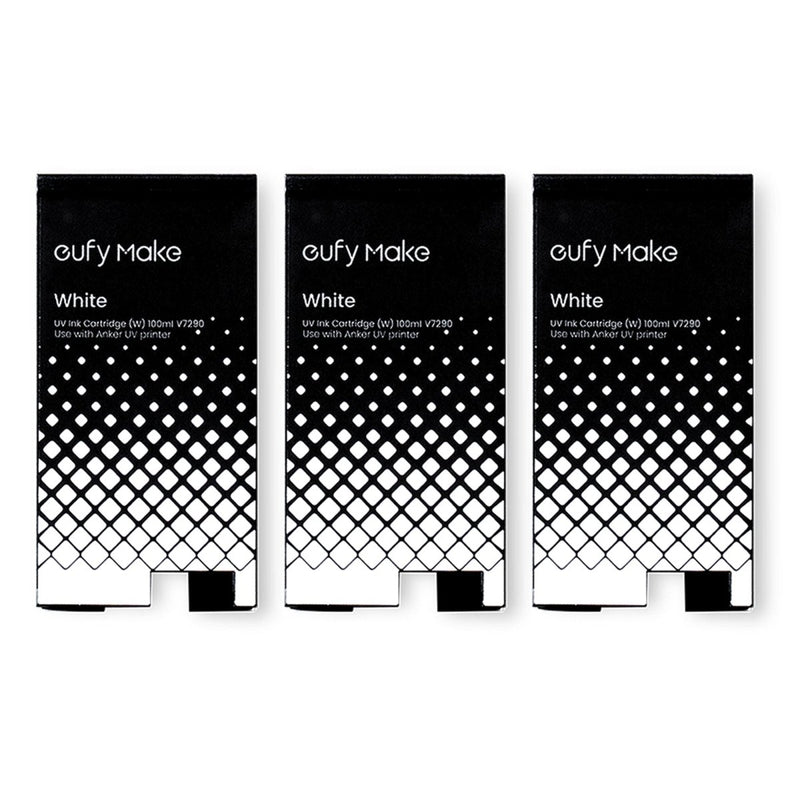 eufyMake E1 UV Replacement Ink Set - 3 White, 3 Gloss & Cleaning Cartridge - Swing Design