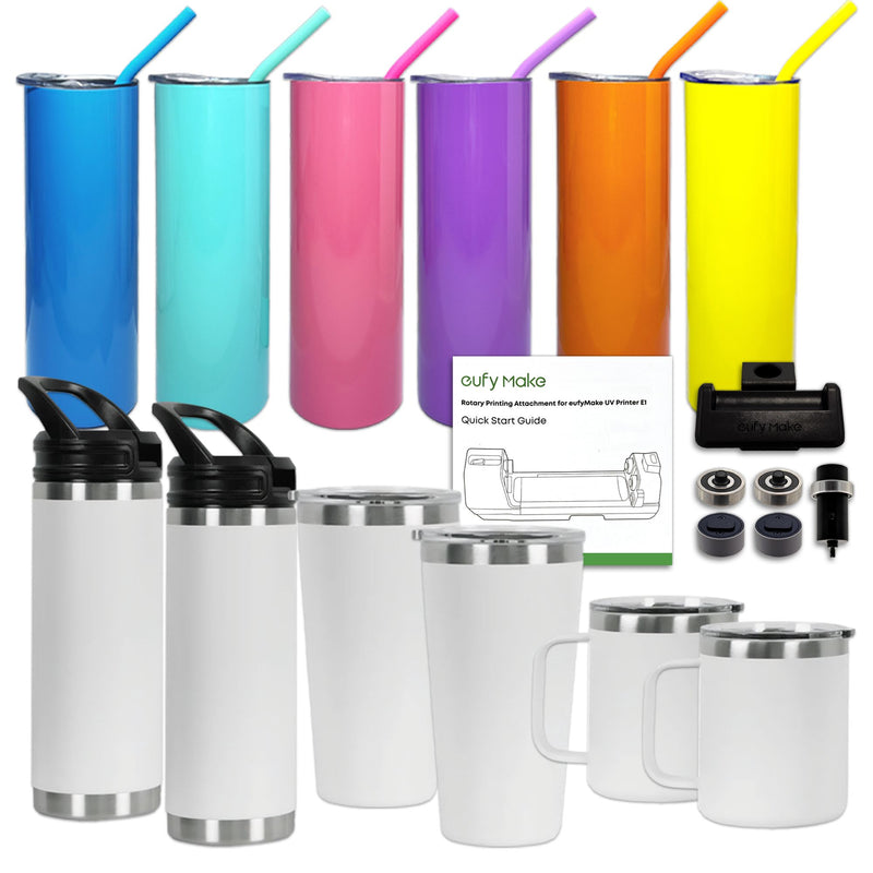 eufyMake E1 UV Rotary Printing Attachment & Blanks Bundle DTF Eufymake