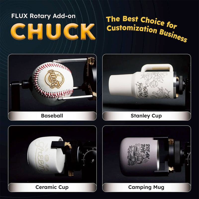FLUX Beamo 4-in-1 Rotary Attachment with Chuck Riser - Swing Design13