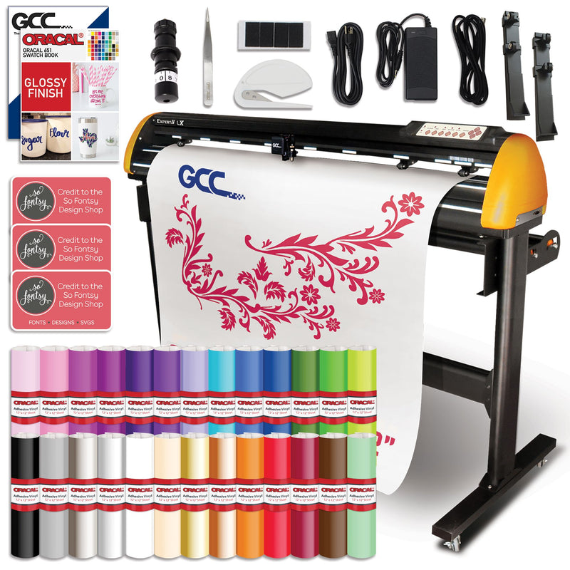 GCC Expert II 52" LX Vinyl Cutter w/ Aligning System for Contour Cutting Bundle GCC Vinyl Cutter GCC