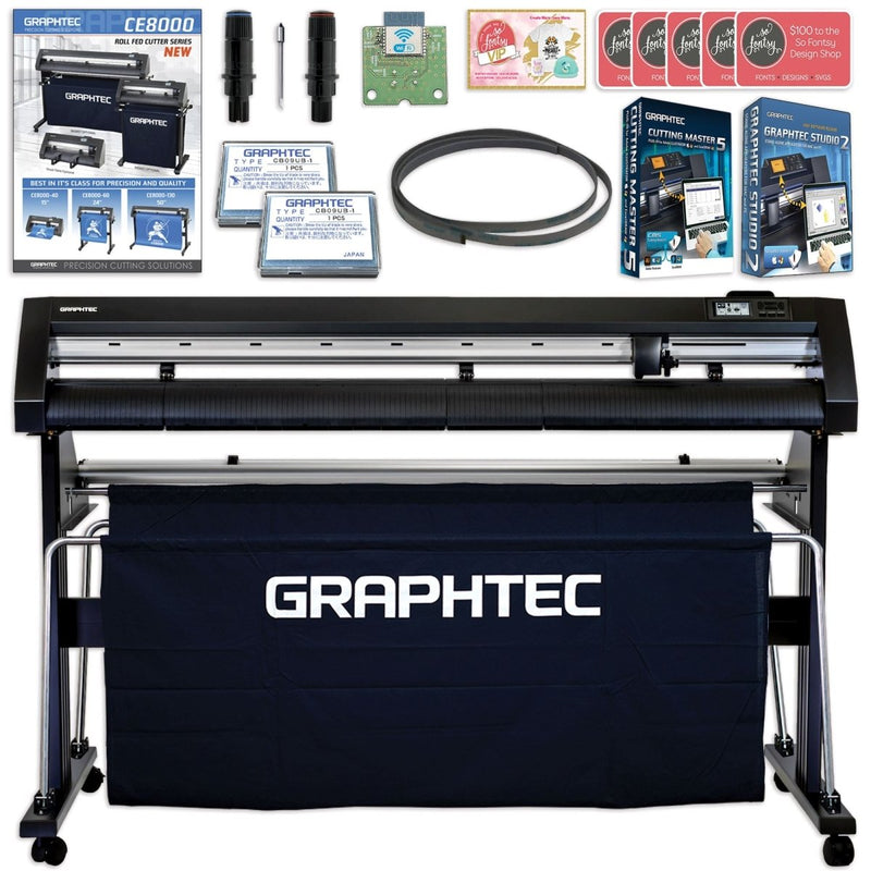 Graphtec CE8000-130 50in Vinyl Cutter with Catch Basket & Deluxe Accessories - Swing Design1