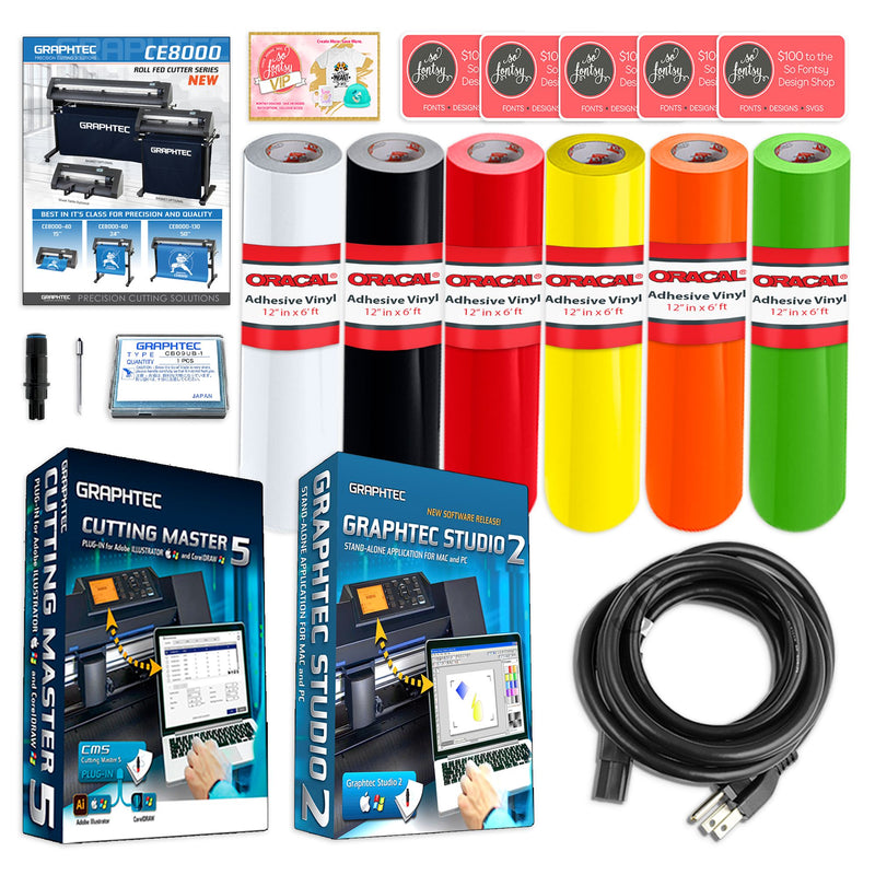 Graphtec CE8000-40 15in Vinyl Cutter w/ Oracal Bundle, Software & 2 Year Warranty Graphtec Bundle Graphtec