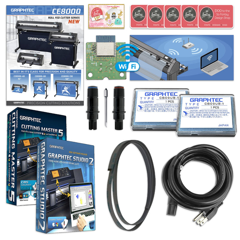 Graphtec CE8000-60 24in Vinyl Cutter with Catch Basket & Deluxe Accessories Graphtec Bundle Graphtec