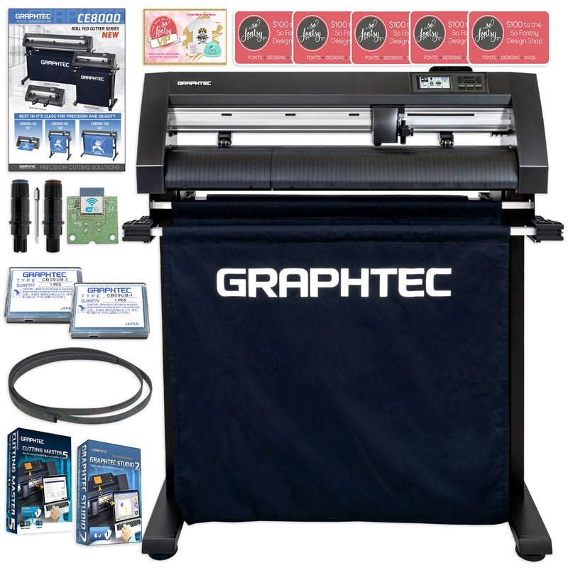 Graphtec CE8000-60 24in Vinyl Cutter with Catch Basket & Deluxe Accessories Graphtec Bundle Graphtec WIFI ONLY