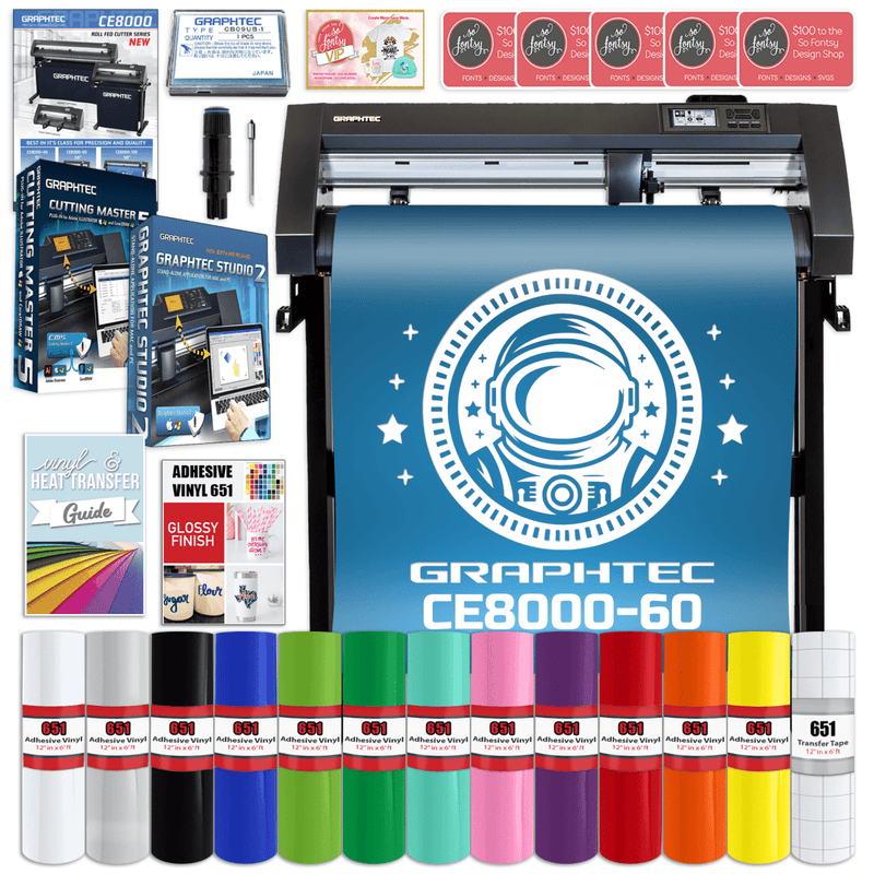 Graphtec CE8000-60 24in Vinyl Cutter with Oracal Bundle & Software Ethernet Only Swing Design 1