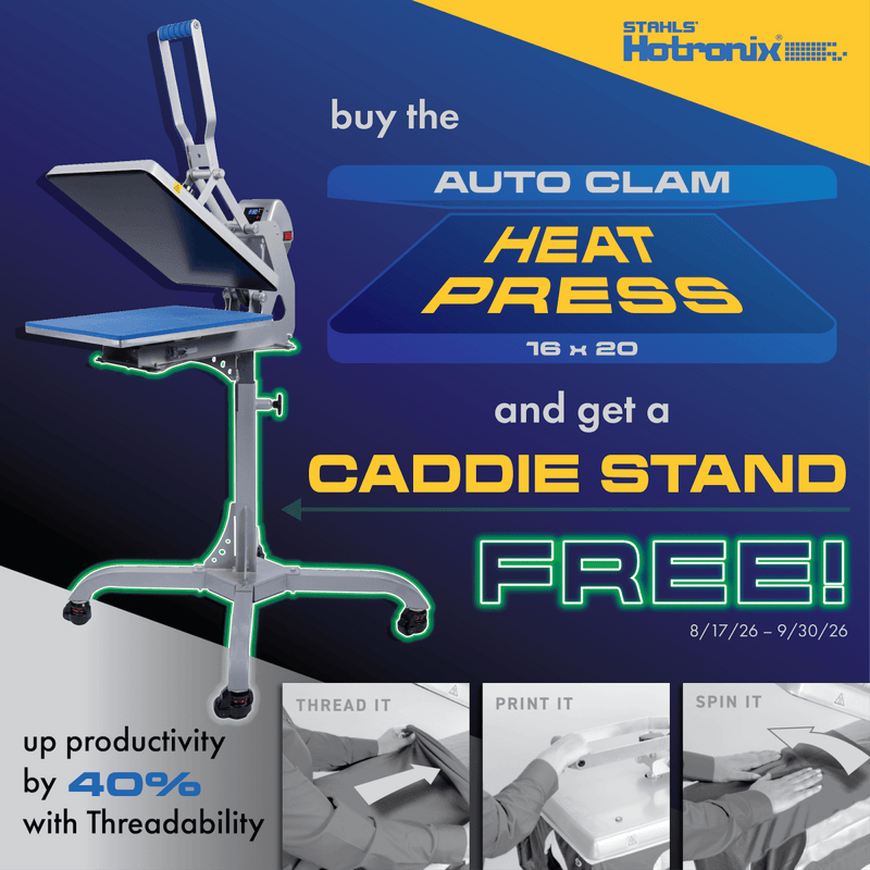 Hotronix Automatic Clam Heat Press - 16″ x 20″ with $100 in DTF Custom Transfers Swing Design 2