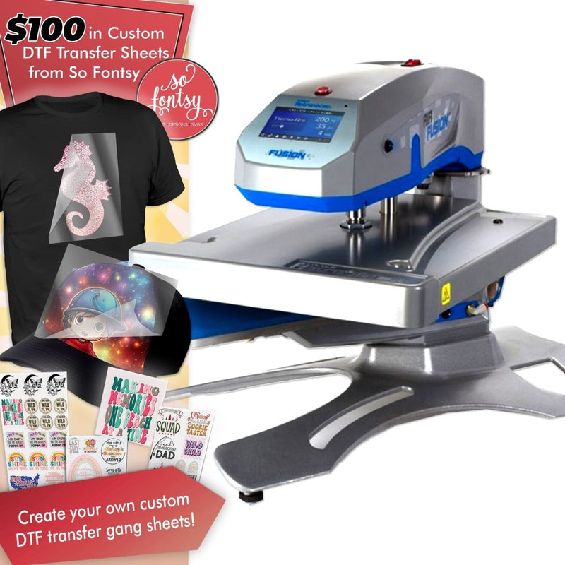 Hotronix Fusion Heat Press 16" x 20" with Fusion IQ & $100 in DTF Custom Transfers - Swing Design