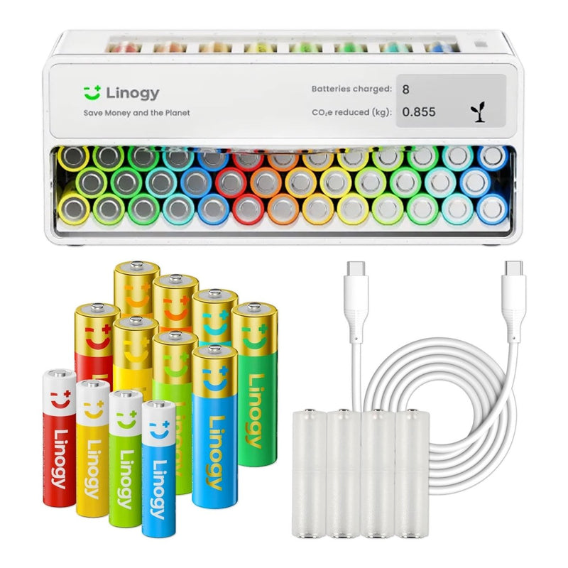 Linogy AA & AAA Smart Battery Recharging System Bundle - Swing Design