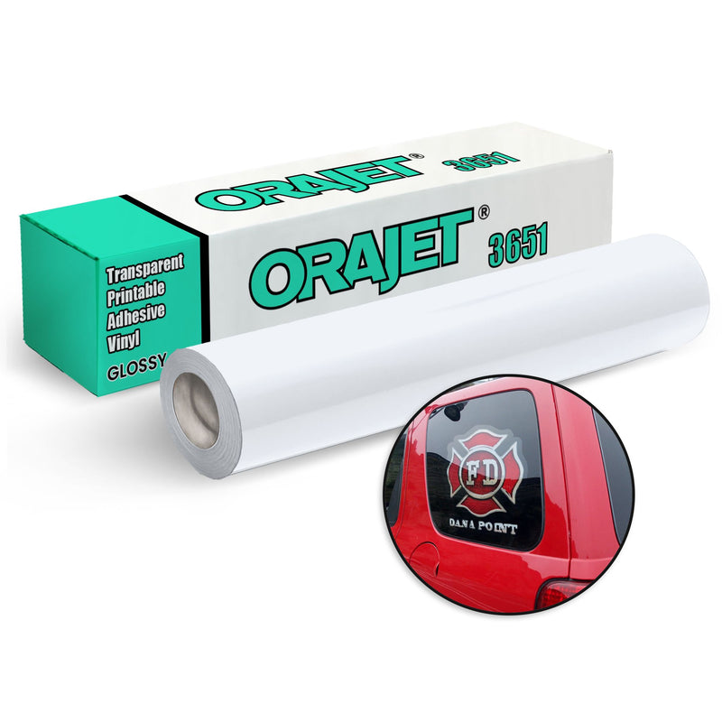 Orajet 3651 Transparent Printable Glossy Adhesive Vinyl - 20" x 30 FT Vinyl Oracal