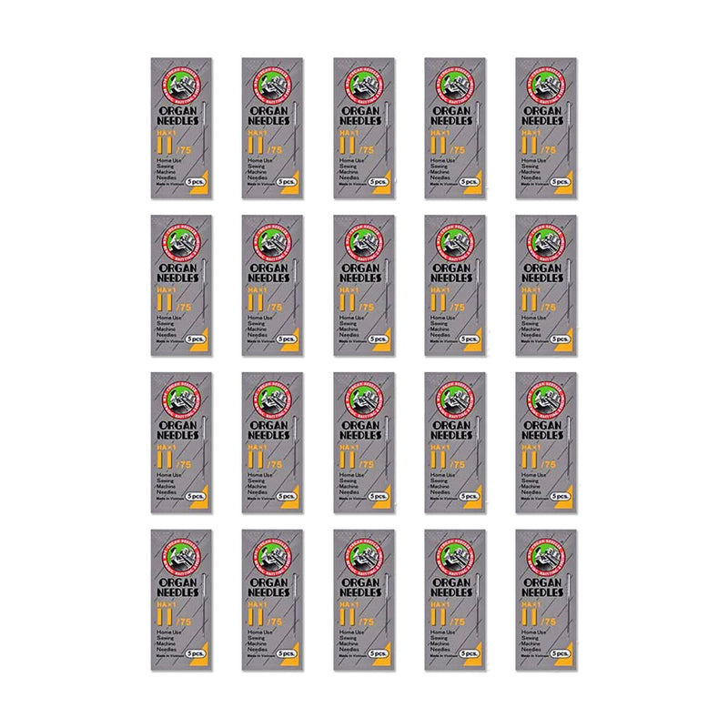 ORGAN HA 75/11 Universal Flat Embroidery Needles - 100 Needles Sewing Accessories Brother