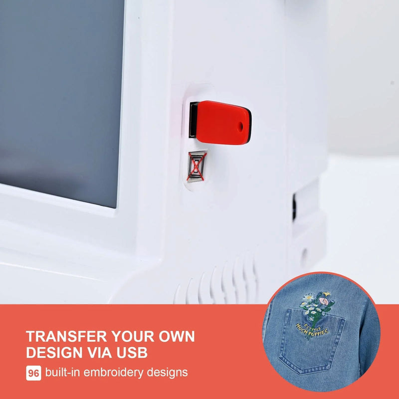 Poolin EOC05 4in x 9.2in Computerized Embroidery Machine For Beginners Brother Sewing Bundle Poolin