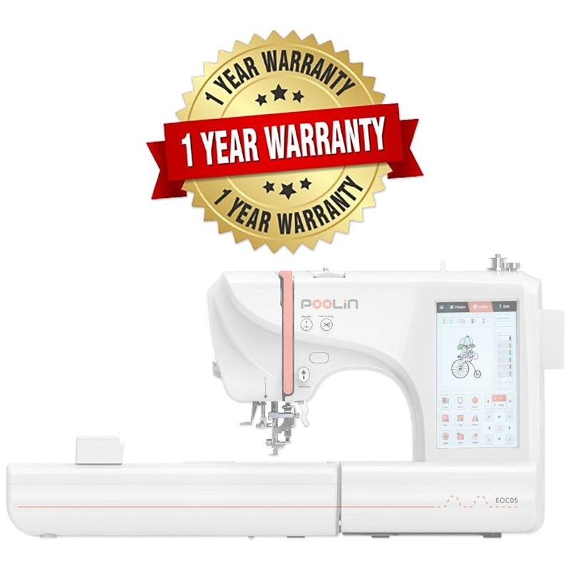 POOLIN EOC05 4in x 9.2in Embroidery Machine with Accessory Kit - Red - Swing Design