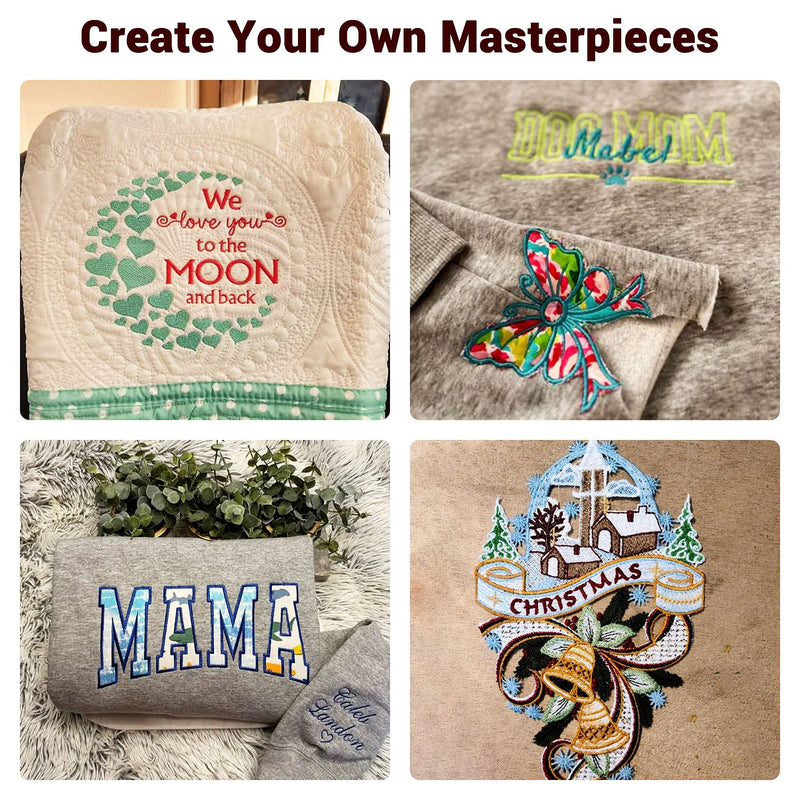 POOLIN EOC05 4in x 9.2in Embroidery Machine with Deluxe Accessory Bundle - Red Poolin Embroidery Machines Poolin