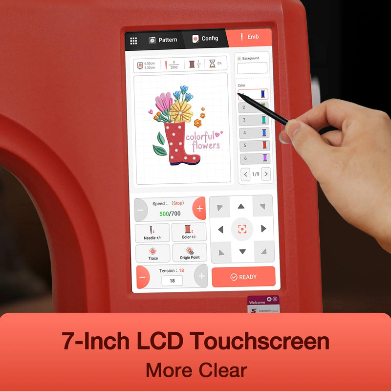 POOLIN EOC06 7.9in x 11in Computerized Embroidery Machine - Red Poolin Embroidery Machines Poolin