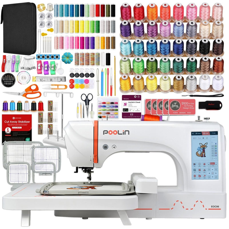 POOLIN EOC06 7.9in x 11in Embroidery Machine with Embroidery Accessory Kit - Swing Design1