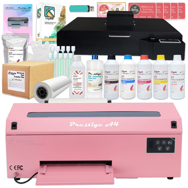 Prestige A4 Direct To Film (DTF) Printer w/ Oven, Filter, Inks, Supplies - Pink DTF Bundles Prestige